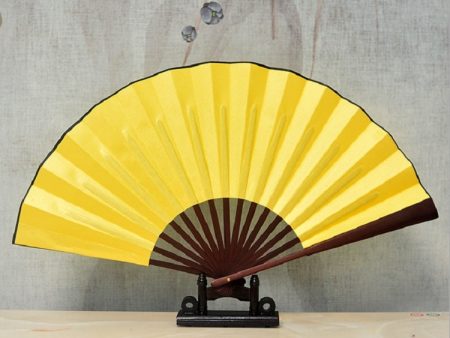 10 inch Pure Color Blank Silk Cloth Folding Fan Chinese Style Calligraphy Painting Fan(Yellow) Online now