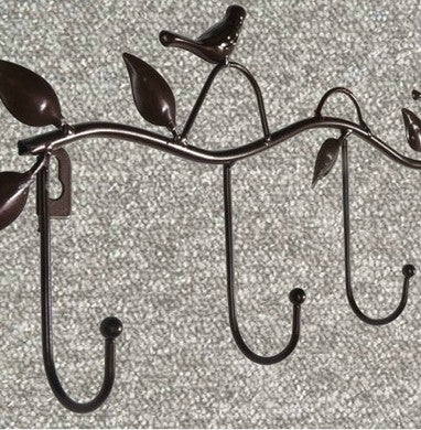 Wrought Iron Birds Pattern Decorated Simple Clothes Hooks(Black) Online now