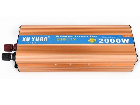 XUYUAN 2000W Inverter with USB Positive And Negative Reverse Connection Protection, Specification: Gold 24V to 220V Hot on Sale