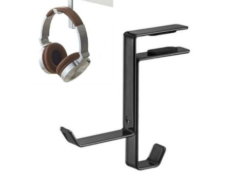 Headphone Stand Desktop Headset Hook Metal Bag Hanger, Color:Black For Sale