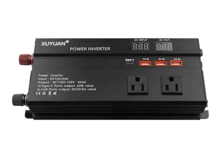 XUYUAN 1200W Car Inverter with LED Display Converter, US Plug, Specification: 12V to 110V Cheap