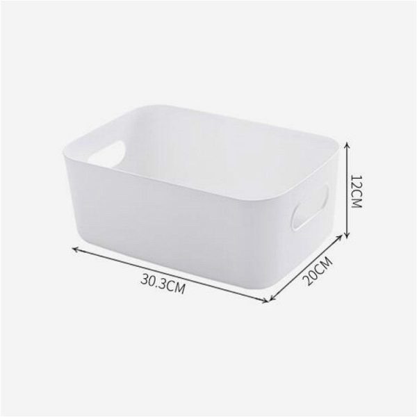 Desktop Storage Box Bathroom Kitchen Plastic Storage Basket Snacks Sundry Storage Basket Cosmetics Storage Basket(White) Supply