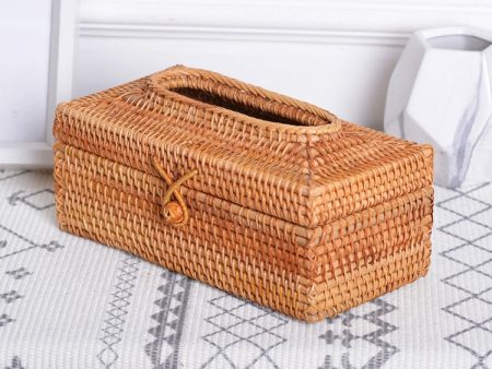 ZJH01 Restaurant Desktop Rattan Braided Tissue Storage Box Case, Size: S For Sale