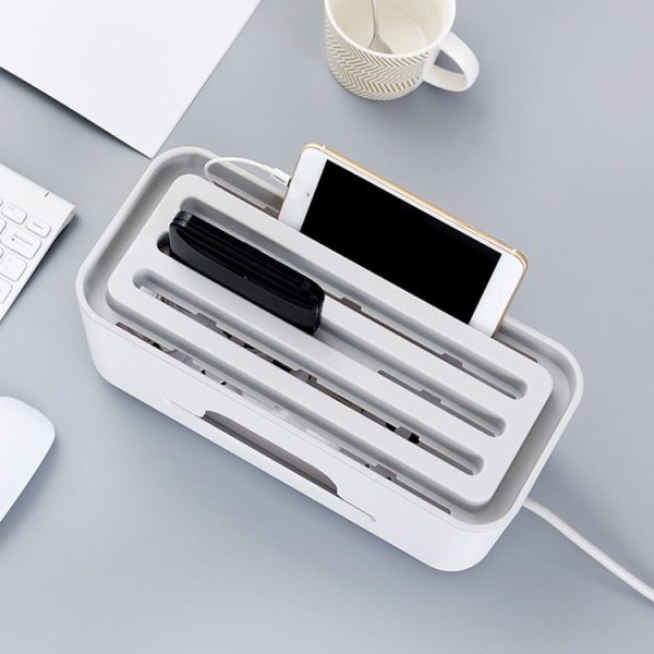 Multifunctional Desktop Power Cord Row and Cable Management Box(White) Online Sale