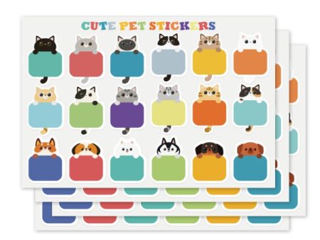 12 PCS  Cute Cat Name Stickers Waterproof Children Stationery Stickers on Sale