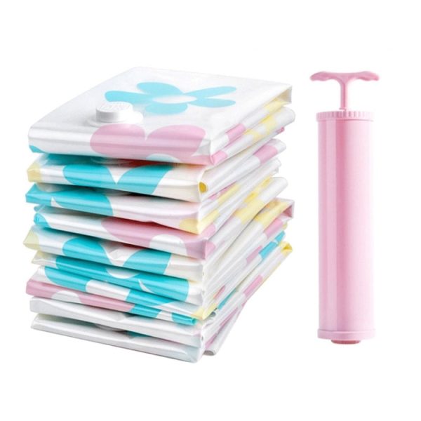 11 PCS Space Saving Sunflowers Pattern Vacuum Storage Bag, Thinken Quilts Clothing Vacuum Seal Storage Bag with a Hand Pump, Including: 3 PCS 80*100 cm，2 PCS 60*80 cm, 3 PCS 50*70 cm, 2 PCS 40*60 cm For Cheap