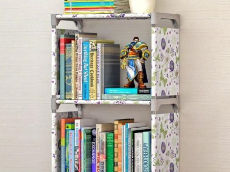 Plastic Steel Tube Multifunctional Combination Holder Student Books Shelf Floor Storage Rack(Lotus Flower) Supply