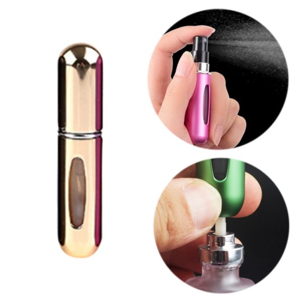 Portable Mini Aluminum Refillable Perfume Bottle Spray Empty Cosmetic Containers Atomizer, Capacity:5ml(Bright Gold) For Cheap