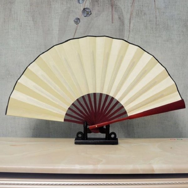 10 inch Pure Color Blank Silk Cloth Folding Fan Chinese Style Calligraphy Painting Fan(Beige) Hot on Sale