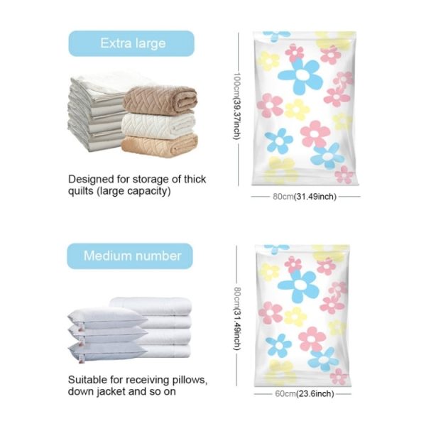 11 PCS Space Saving Sunflowers Pattern Vacuum Storage Bag, Thinken Quilts Clothing Vacuum Seal Storage Bag with a Hand Pump, Including: 3 PCS 80*100 cm，2 PCS 60*80 cm, 3 PCS 50*70 cm, 2 PCS 40*60 cm For Cheap