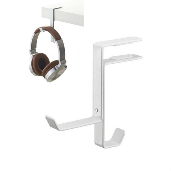 Headphone Stand Desktop Headset Hook Metal Bag Hanger, Color:White Hot on Sale