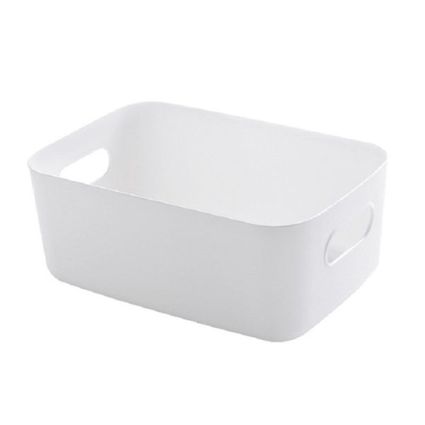 Desktop Storage Box Bathroom Kitchen Plastic Storage Basket Snacks Sundry Storage Basket Cosmetics Storage Basket(White) Supply