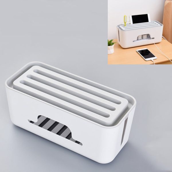 Multifunctional Desktop Power Cord Row and Cable Management Box(White) Online Sale