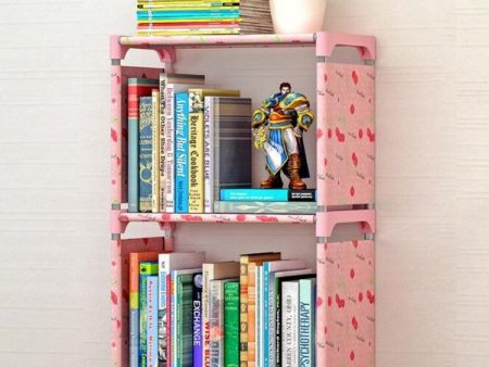 Plastic Steel Tube Multifunctional Combination Holder Student Books Shelf Floor Storage Rack(Cherry) Fashion