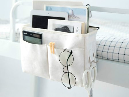 Dormitory Bedside Mobile Phone Storage Bag Hanging Sundries Basket(White) Online now