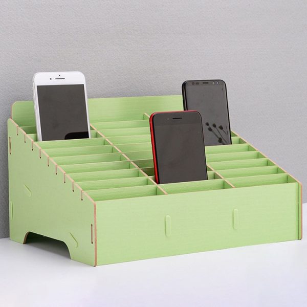 Wooden Multi-cell Mobile Phone Film Stand Desktop Display Rack, 30 Grids, Size: 31.5x23.5x18.5cm (Green) Online