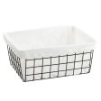 Wrought Iron Tabletop Snack Storage Box Sundries With Cloth Storage Basket(Black) Fashion